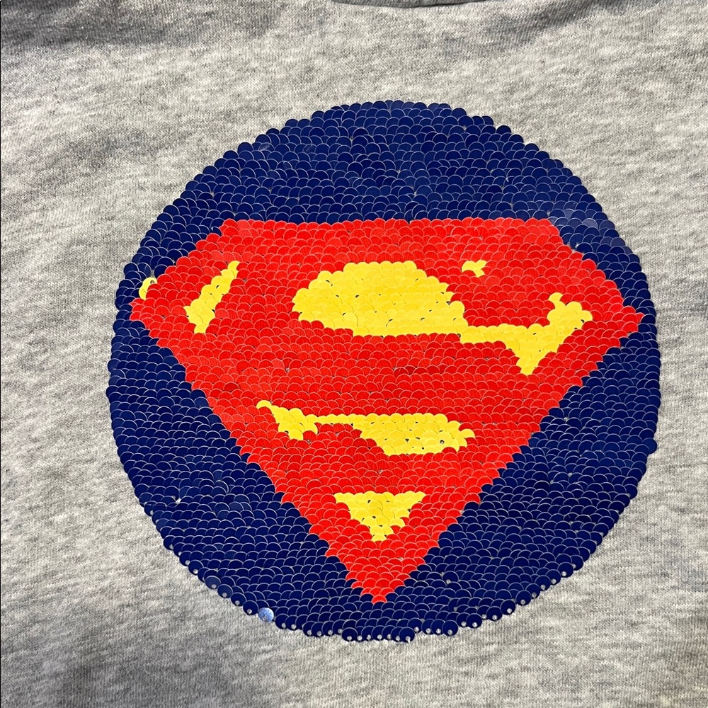 Reversible Superman and Batman Sequence Emblem H&M DC Light Gray Hoodie - Picture 2 of 9